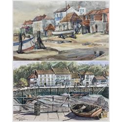 James Lishman (British 1931-2024): 'Harbour View - Fifeshire', watercolour signed and dated '91, titled verso 24cm x 36cm; C Herbert Jones (British 20th Century): 'Harbour Inn - Southwold', watercolour signed, titled verso 23cm x 33cm (2)