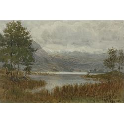 W Smallwood Winder (British 1870-1910): Lake Scene, watercolour signed and dated 1903 together with two further watercolours indistinctly signed max 39cm x 54cm (3)