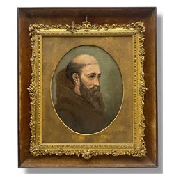 Italian School (19th century): Portrait of a Monk, oval oil on canvas signed 28cm x 23cm