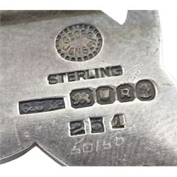 Silver double dolphin brooch designed by Arno Malinowski for Georg Jensen, No. 251, London 1952