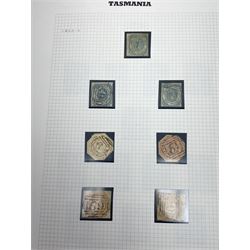 Van Diemen's Land (Tasmania) Queen Victoria and later stamps, including 1853-4 one penny and four penny stamps, 1855 two pence and four pence, 1856 one penny, 1857 various values, 1864-80 various perf issues etc, housed on pages