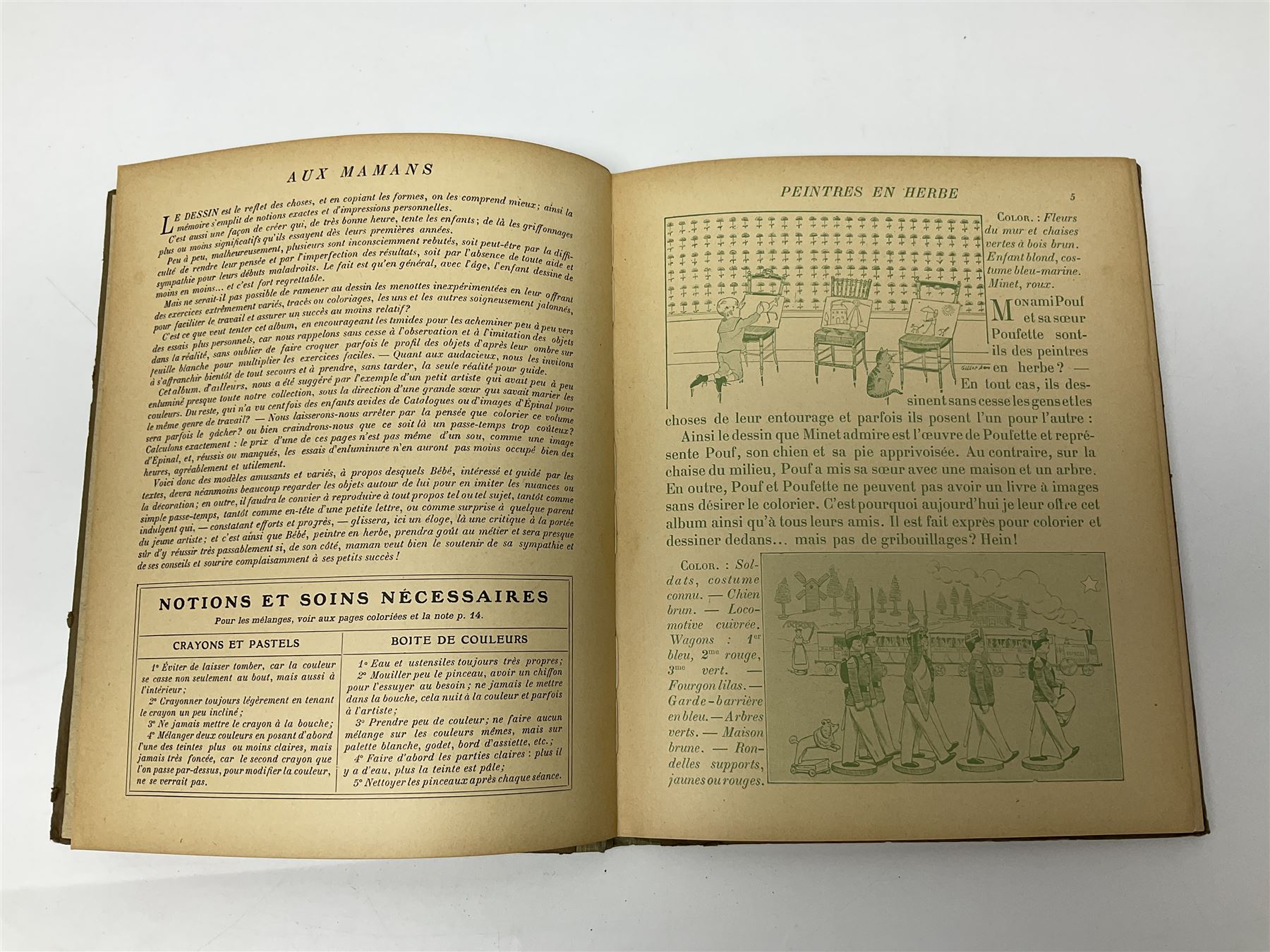 Three Childrens books, comprising Father Tuck's Once Upon a Time and two french books by Hachette et Cie, together with a folder of Ours The Magazine of Reckitts