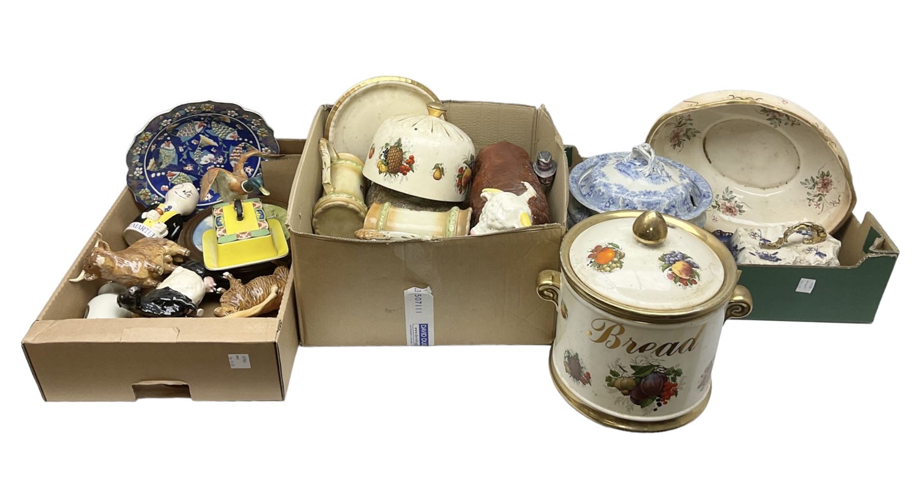 Collection of Beswick figures, to include Highland cattle family group, Belted Galloway cow, Palomino Connoisseur Sunburst, together with other ceramics, in three boxes