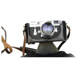 Leica M3 rangefinder camera body serial no. 837014 in Leitz case, with two Ernst Leitz GmbH Wetzlar lenses, comprising a Summarit f=5cm 1:15 lens serial no. 1515167 and a Hektor f=13.5cm 1:4.5 serial no. 1313114, both with lens covers, a Leica Meter in original box and other accessories all in carry case