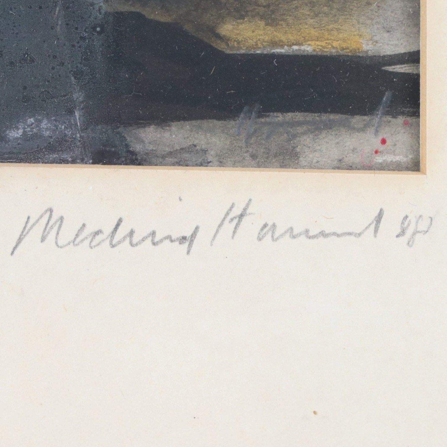 English School (20th century): 'Cousin Naheed and Monument', mixed media indistinctly signed and titled 18.5cm x 23cm