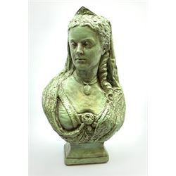A large painted plaster bust of Queen Victoria, H58cm