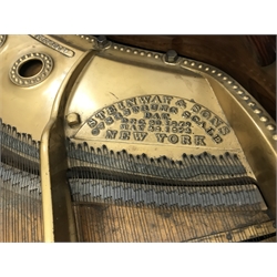 Steinway & Sons - Victorian rosewood cased grand piano, model 'O', iron framed and overstrung, serial no. '93958', circa. 1897, pierced scrolling music rest, turned and fluted supports with recessed castors, L187cm, W143cm, H99cm 