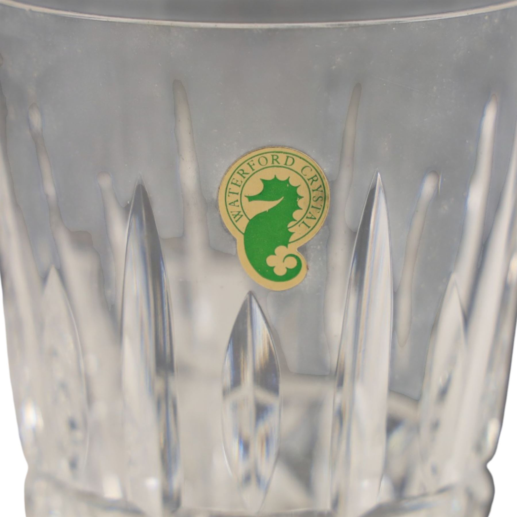 Set of twelve Waterford Crystal Kylemore pattern tumblers and matching jug, tumblers H13cm