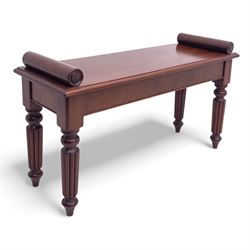 Regency style mahogany window seat, in the manner of George Bullock, with rectangular top ...