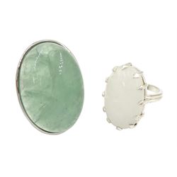 Silver single stone moonstone ring and a