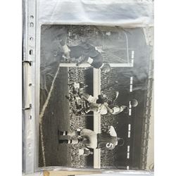 Collection of football memorabilia belonging and relating to the Hull based referee Frank Coultas, including 9ct gold Referee's medal for the 1957 Aston Villa v Manchester United FA Cup Final, inscribed 'The Football Association, F.B Coultas, F.A. Challenge Cup Competition, Final Tie 1957', hallmarked and in original case; the kit worn by him to referee the 1957 FA Cup Final and ephemera relating to the match including photographs, programmes and tickets; together with other football memorabilia collected by Frank Coultas, including programmes, photograph and ticket stubs, with some items relating to the 'Busby Babes'