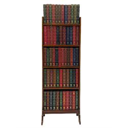 Edwardian inlaid mahogany open bookcase, fitted with five open shelves, complete with a collection of Readers Digest books