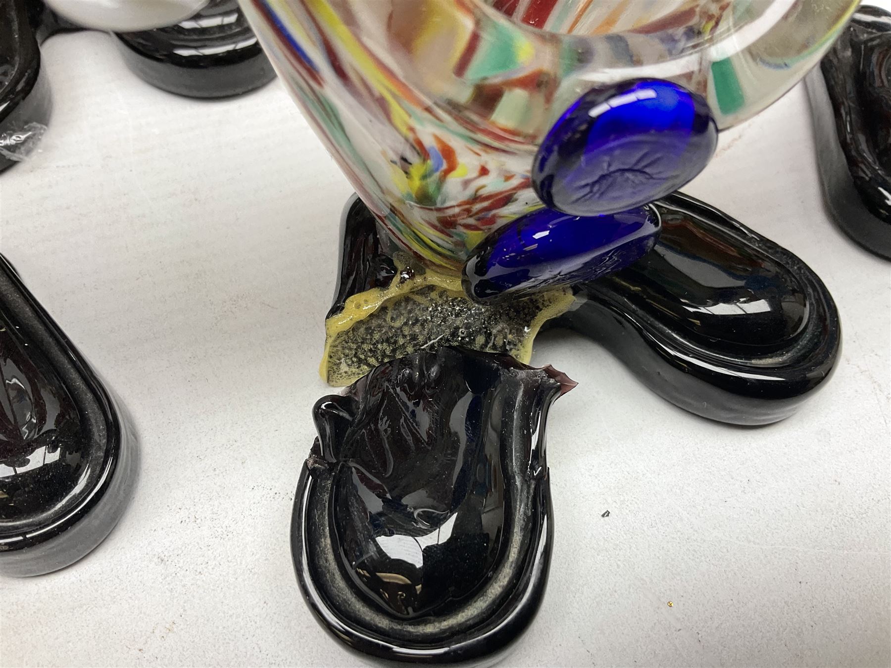 Large quantity of Murano glass clowns, to include larger examples, in two boxes