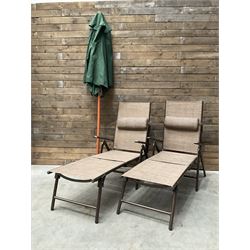 Two Pagoda garden sun lounger, with parasol