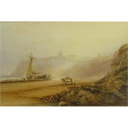  Henry Barlow Carter (British 1804-1868): Unloading on the Beach North Bay Scarborough, watercolour signed and dated 1847, 30cm x 45cm Provenance: with Walker Galleries Harrogate exh. 'H B Carter Early Victorian Yorkshire' at Scarborough Art Gallery Oct. 1998 - March 1999  