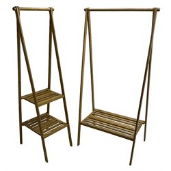 Futon Company - bamboo coat stand with lower tier (W84cm, H170cm); and a similar narrow stand with two tiers (W50cm, H170cm)
