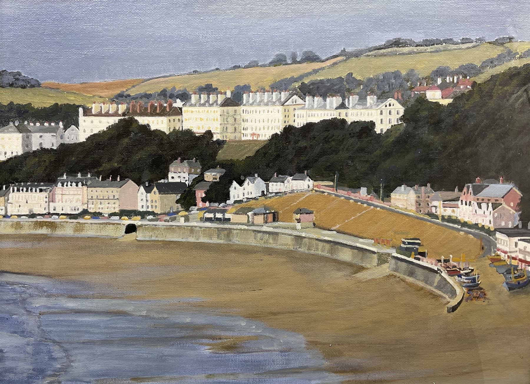 Donald Driscoll (20th century): 'Filey from the Brigg', oil on canvas board, signed titled and dated 1999 verso 29cm x 39cm