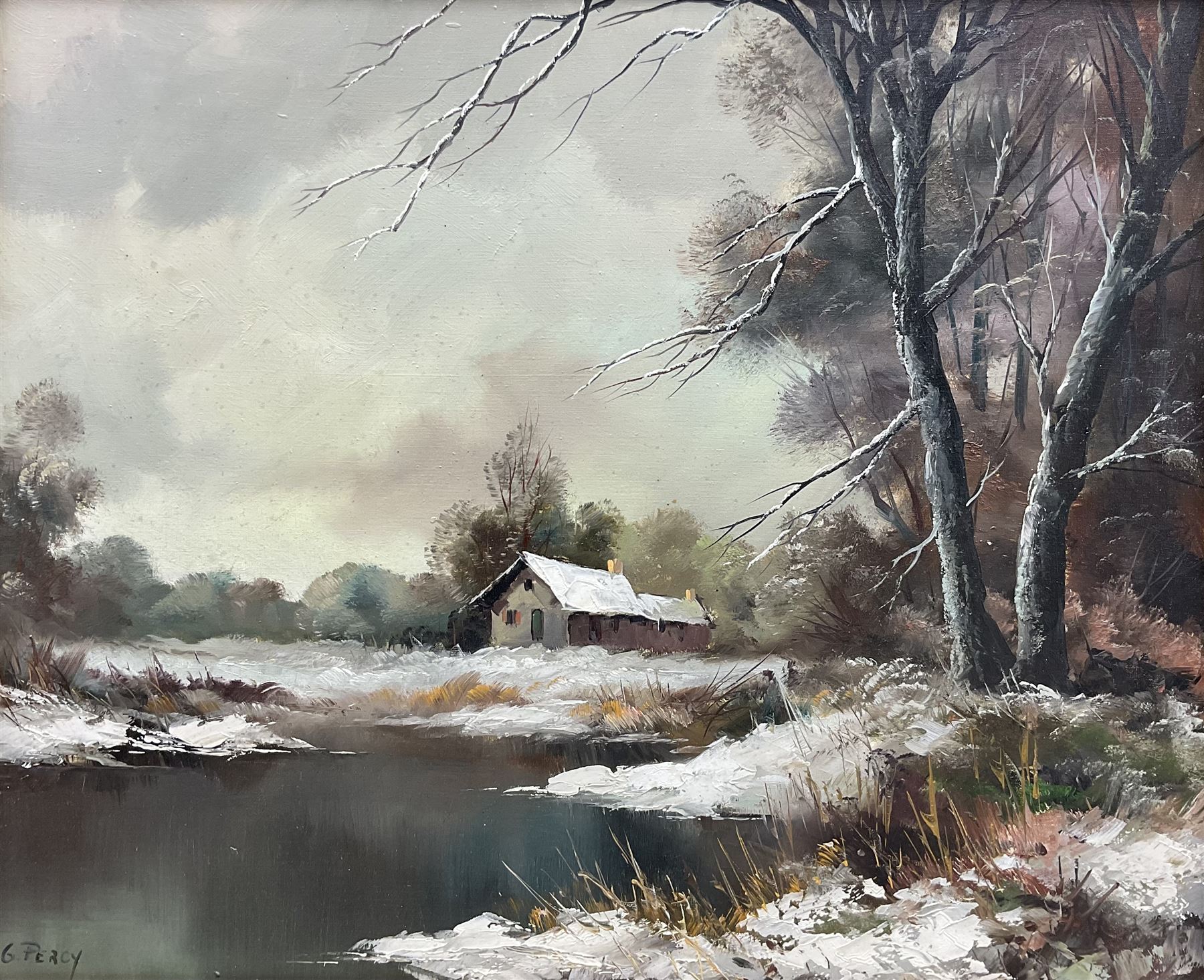 Charles Percy (French 1930-): Winter Landscape, oil on canvas signed 44cm x 54cm