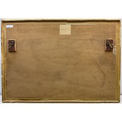 Timothy Gibbs (British 1923-2012): 'Hillside' - Abstract Landscape, mixed media on paper signed and dated '66, titled on exhibition label verso 43cm x 73cm 
Provenance: exh. Leicester Galleries, Cork Street, London September 1969, No.14, label verso