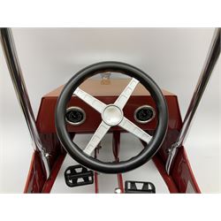 Red child's tin-plate pedal car with chrome detail, by Posh Paddles, Scarborough, H56cm, L80cm