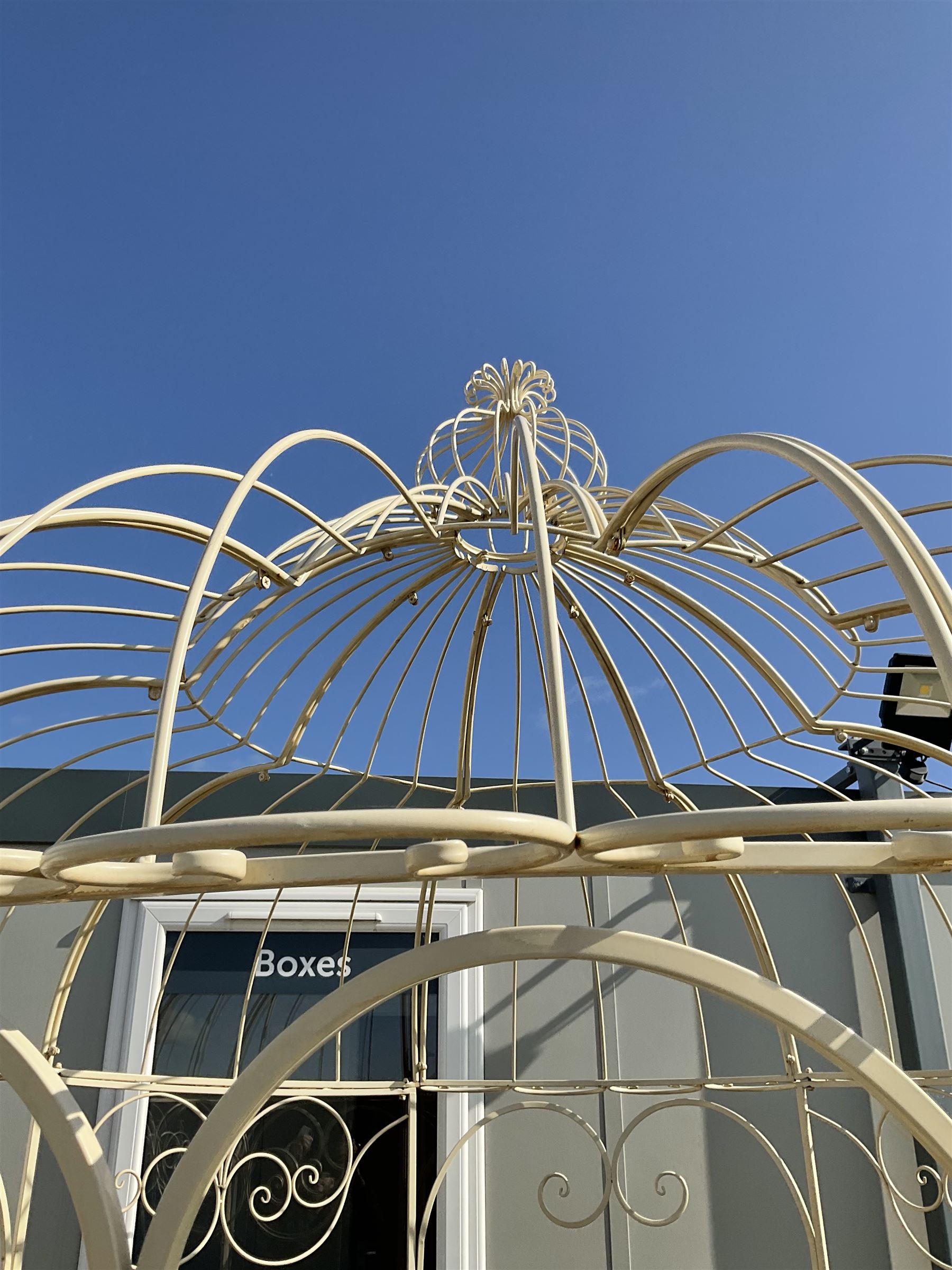Wrought metal cream painted Gazebo 
 - THIS LOT IS TO BE COLLECTED BY APPOINTMENT FROM DUGGLEBY STORAGE, GREAT HILL, EASTFIELD, SCARBOROUGH, YO11 3TX