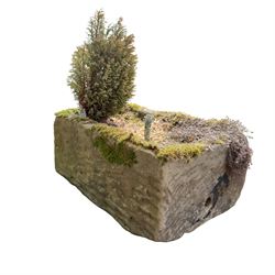 19th century hand hewn rectangular stone trough