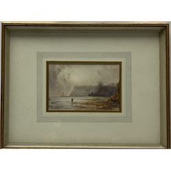 George Weatherill (British 1810-1890): Whitby Piers with Figures on Upgang Beach, watercolour unsigned 9cm x 14cm
Provenance: part of an important single owner Weatherill Family collection