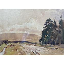 Frederick (Fred) Lawson (British 1888-1968): Tree Lined Road, watercolour signed 28cm x 38cm
