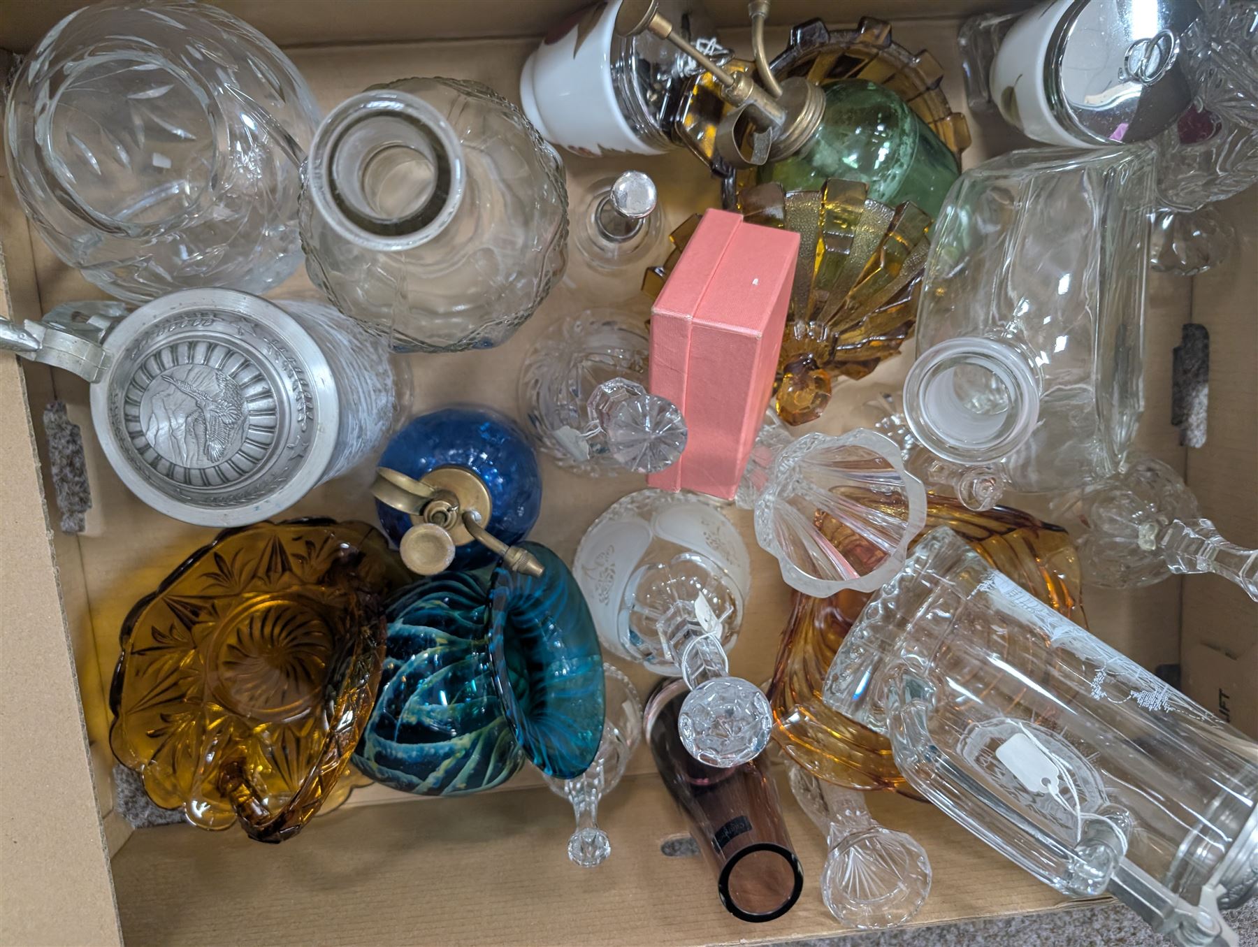 Cherished Teddies, cut and coloured glassware, Wedgwood Jasperware etc, in four boxes