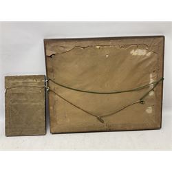 George V WW1 Memorial Scroll to Gunner William Henry Oughtibridge Royal Garrison Artillery; and WW1 Lincolnshire Regiment Disabled Honourable Discharge certificate with indistinct faded inscription; both framed (2)