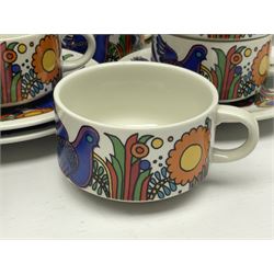 Villeroy & Boch Acapulco pattern coffee set for six, comprising coffee pot, milk jug, sugar bowl, seven coffee cups and six saucers, all with printed mark beneath