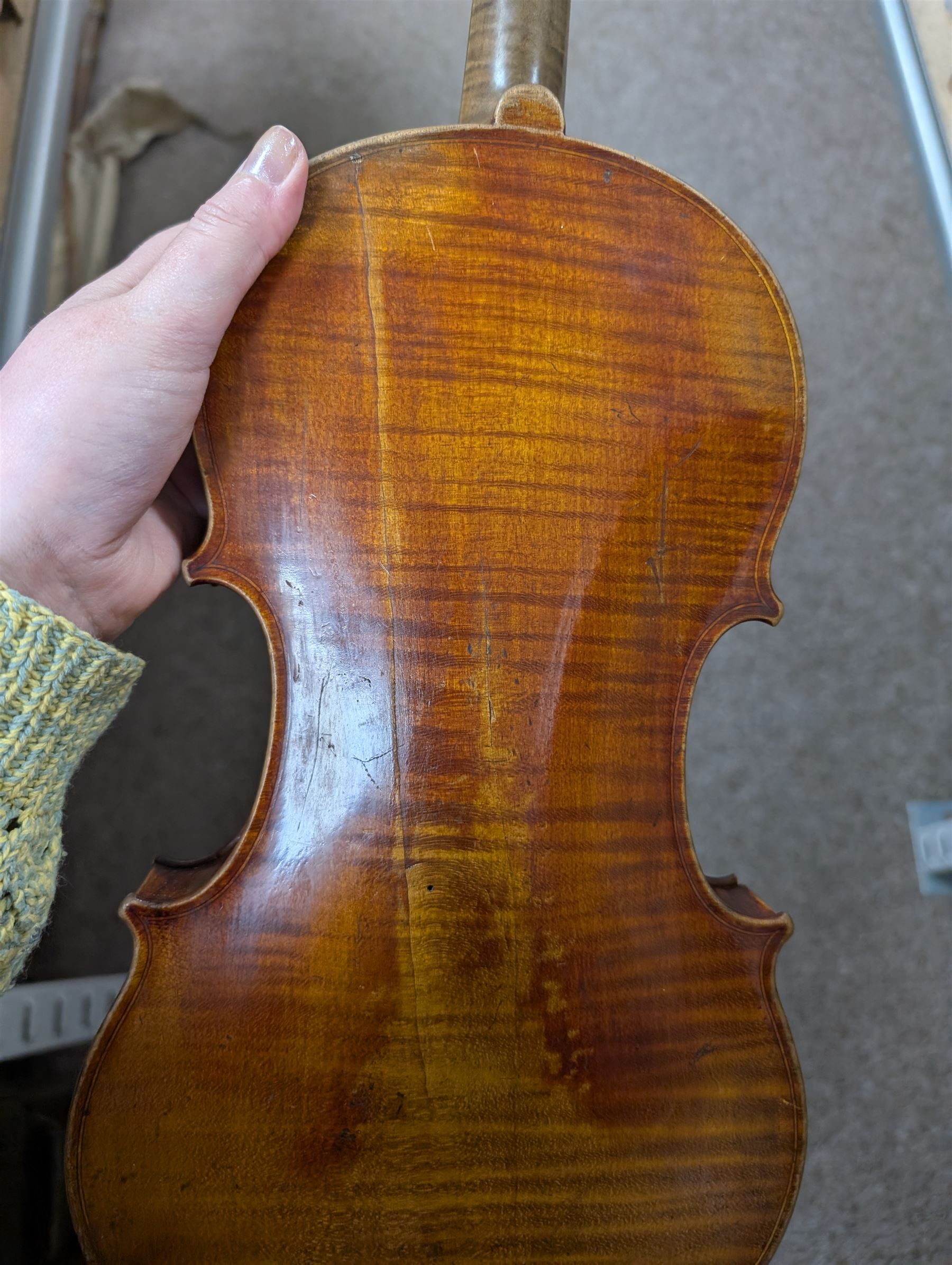 Violin and bow in fitted case