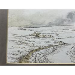 John Freeman (British 1942-): Snowy Landscapes, pair watercolours signed and dated ‘77, 17cm x 34cm (2)