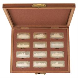 The Birmingham Mint 'Royal Palaces' set of twelve silver ingots, cased with certificate
