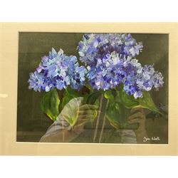 Dennis Lewis (Bristol Savages 1928-2014): Daffodils, gouache signed 33cm x 25cm; Jan Wall (Contemporary): Still Life, oil on paper signed 25cm x 35cm (2)