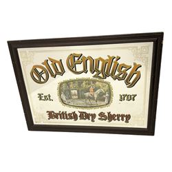 Old English British dry sherry advertising mirror, H64cm, L90