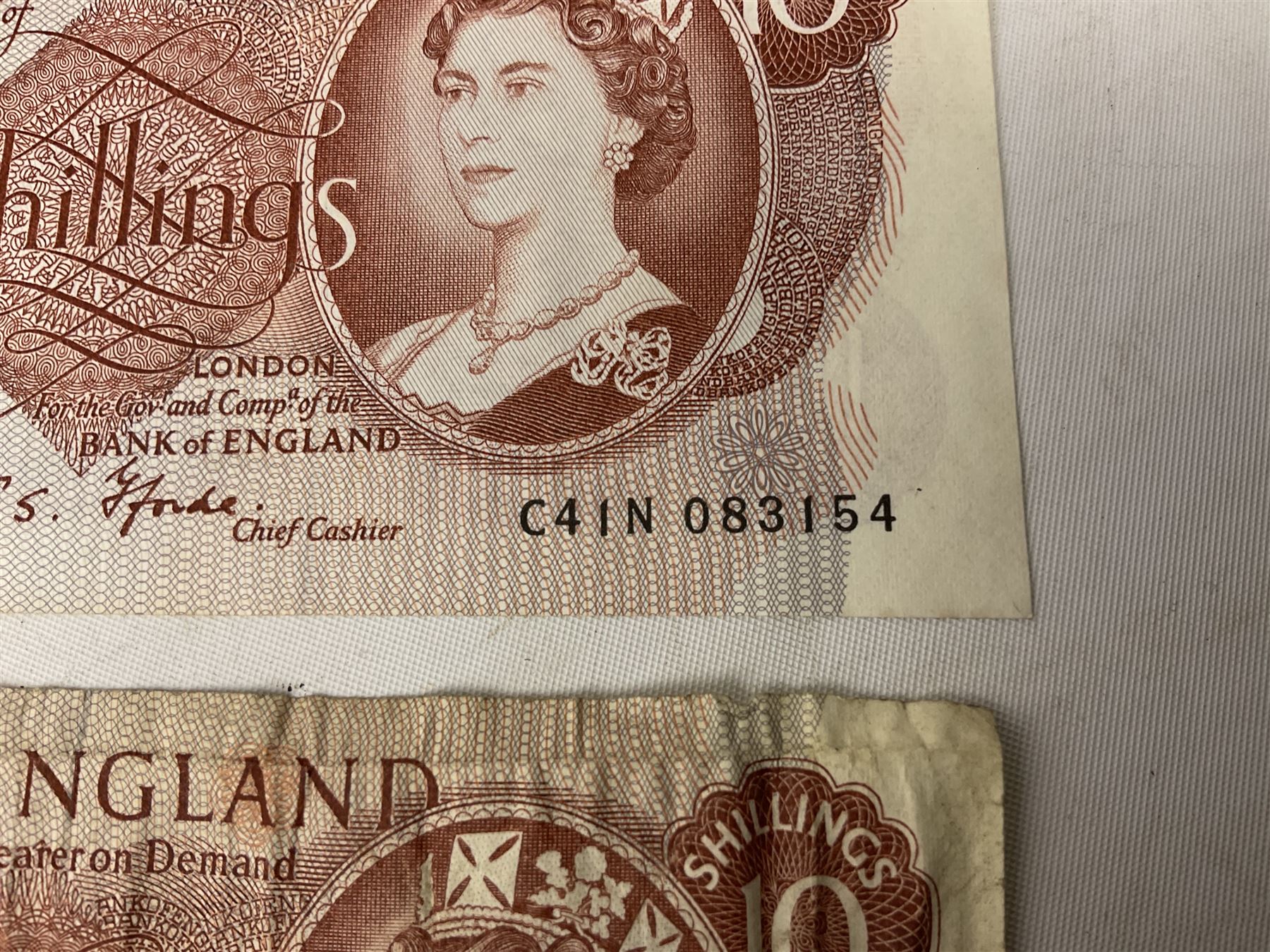 Great British and World banknotes, including Bank of England Page one pound 'EW57', Forde ten shillings 'C41N', various Belgian and Scottish notes etc