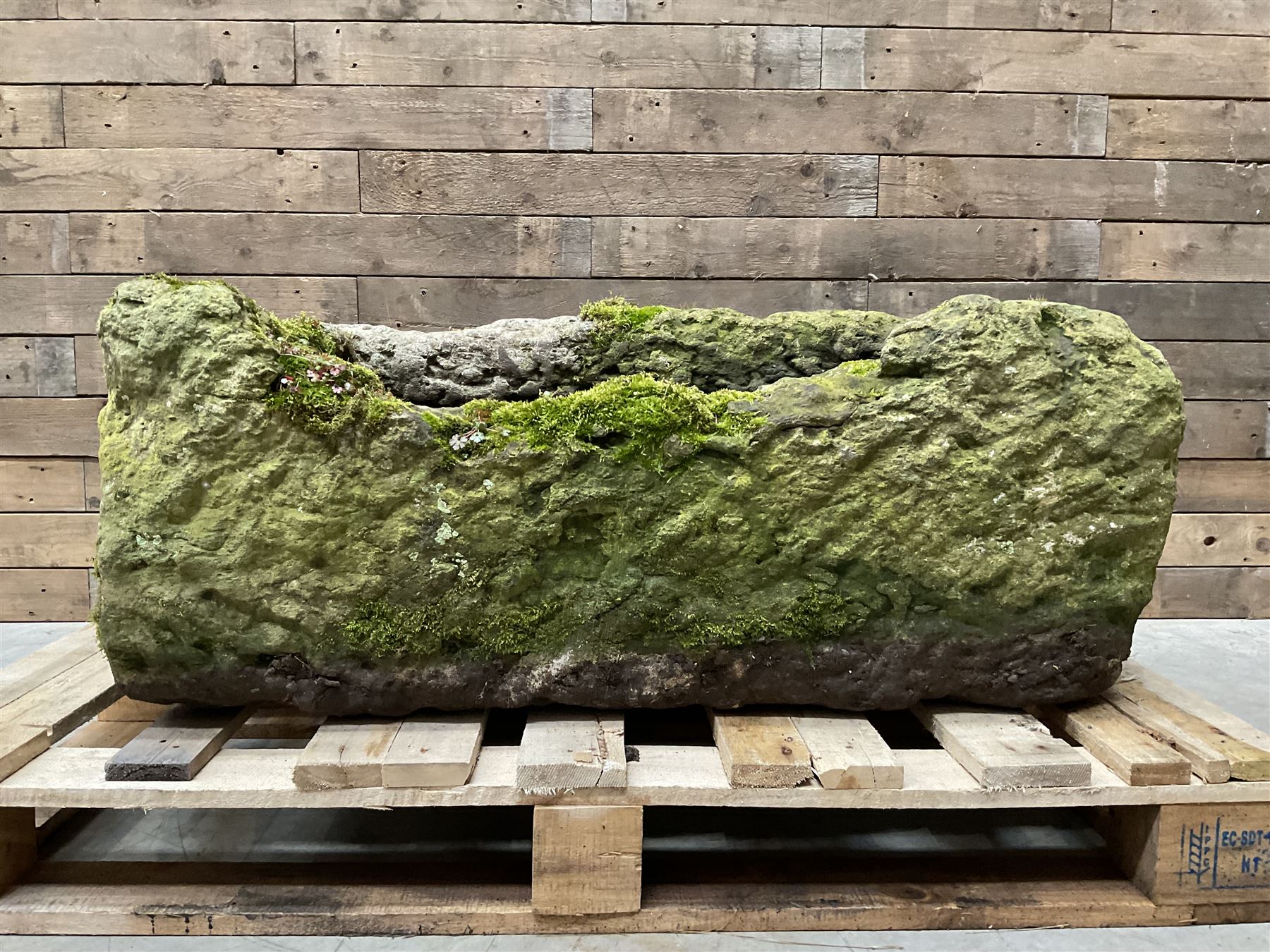 Large 19th century weathered rectangular stone trough