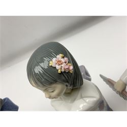 Six Lladro figures of the China doll set and Oriental doll set, comprising Playing the Flute no.6150, Bearing Flowers no.6151, Flower Gazer no. 6152, Oriental Dance no. 6230, Oriental Lantern no. 6231 and Oriental Beauty no. 6232, largest H20cm