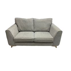 Two seat sofa upholstered in graphite grey fabric