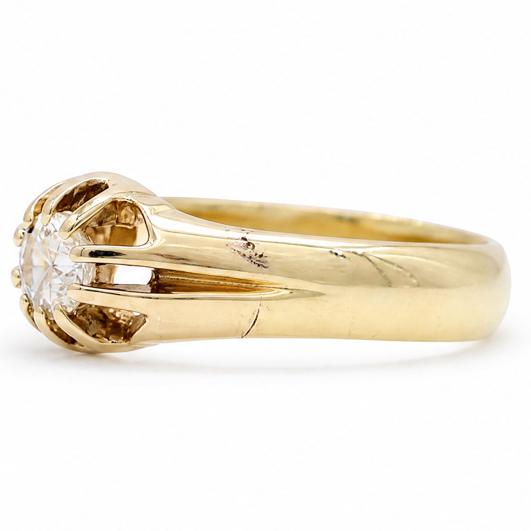 Early 20th century 18ct gold diamond ring, ten claw set with a single old cut diamond of approx 0.50 carat, Birmingham 1926