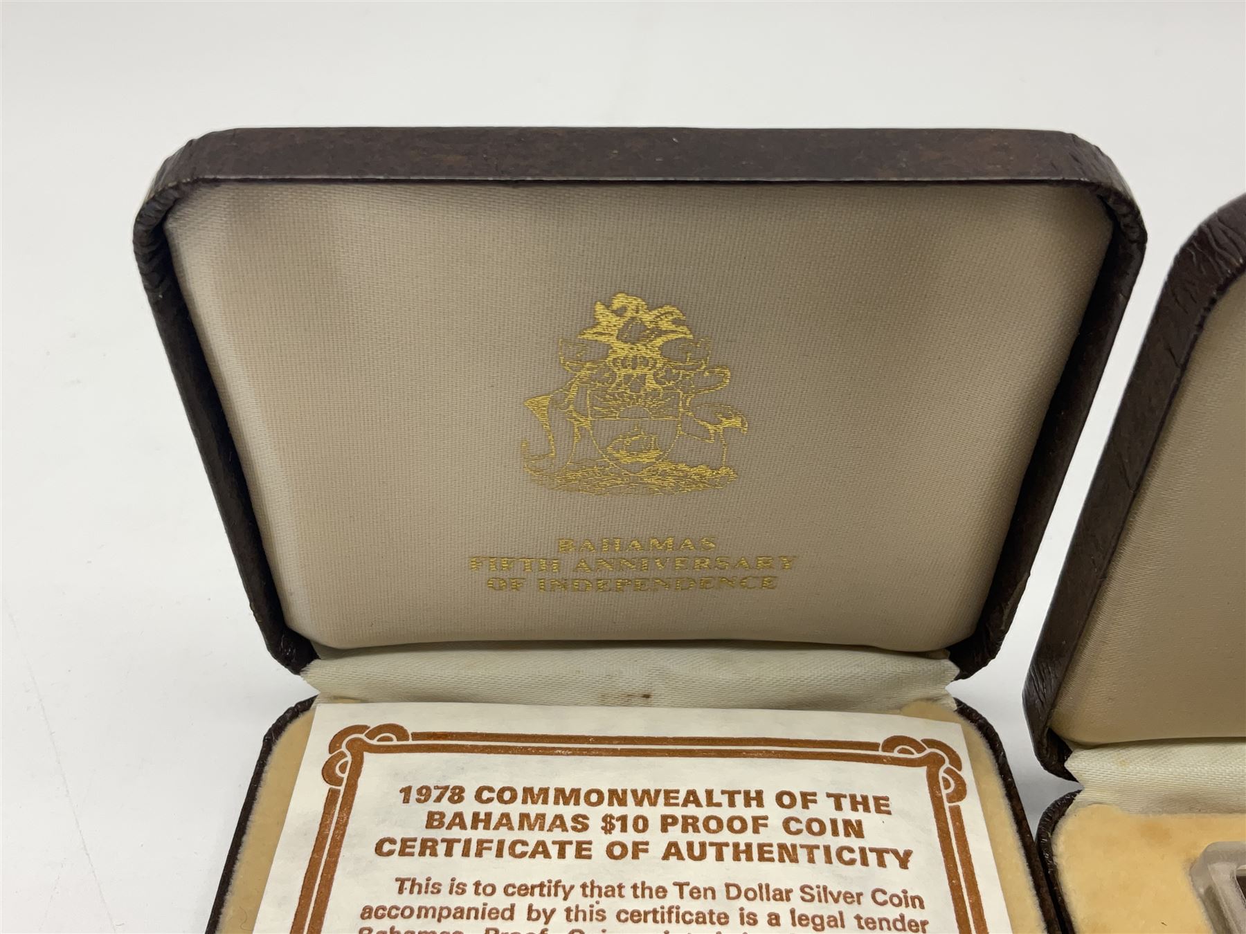 Two Commonwealth of the Bahamas 1978 ten dollar silver coins, both cased with certificates
