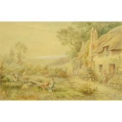  Attrib. Myles Birket Foster (British 1825-1899): Playing on the See-Saw, watercolour signed with monogram 23cm x 35cm  