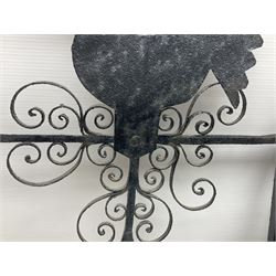 Wrought iron weathervane, with cockerel finial, H95cm