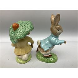 Collection of Beswick figures to include Beatrix Potter Squirrel Nutkin, Jemima Puddleduck, Spike and Tyke, Tom and Jerry, both boxed and with certificates, Chamois 1551 and Babycham 1615a (a/f) Beswick Ware Royal Douton Peter Rabbit and Benjamin Bunny, with certificate
(9)
