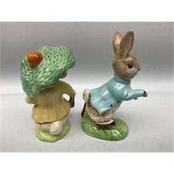 Collection of Beswick figures to include Beatrix Potter Squirrel Nutkin, Jemima Puddleduck, Spike and Tyke, Tom and Jerry, both boxed and with certificates, Chamois 1551 and Babycham 1615a (a/f) Beswick Ware Royal Douton Peter Rabbit and Benjamin Bunny, with certificate
(9)
