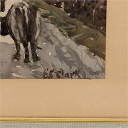 E C Clark (British 20th Century): 'Rievaulx Village', watercolour signed, titled verso 36cm x 49cm