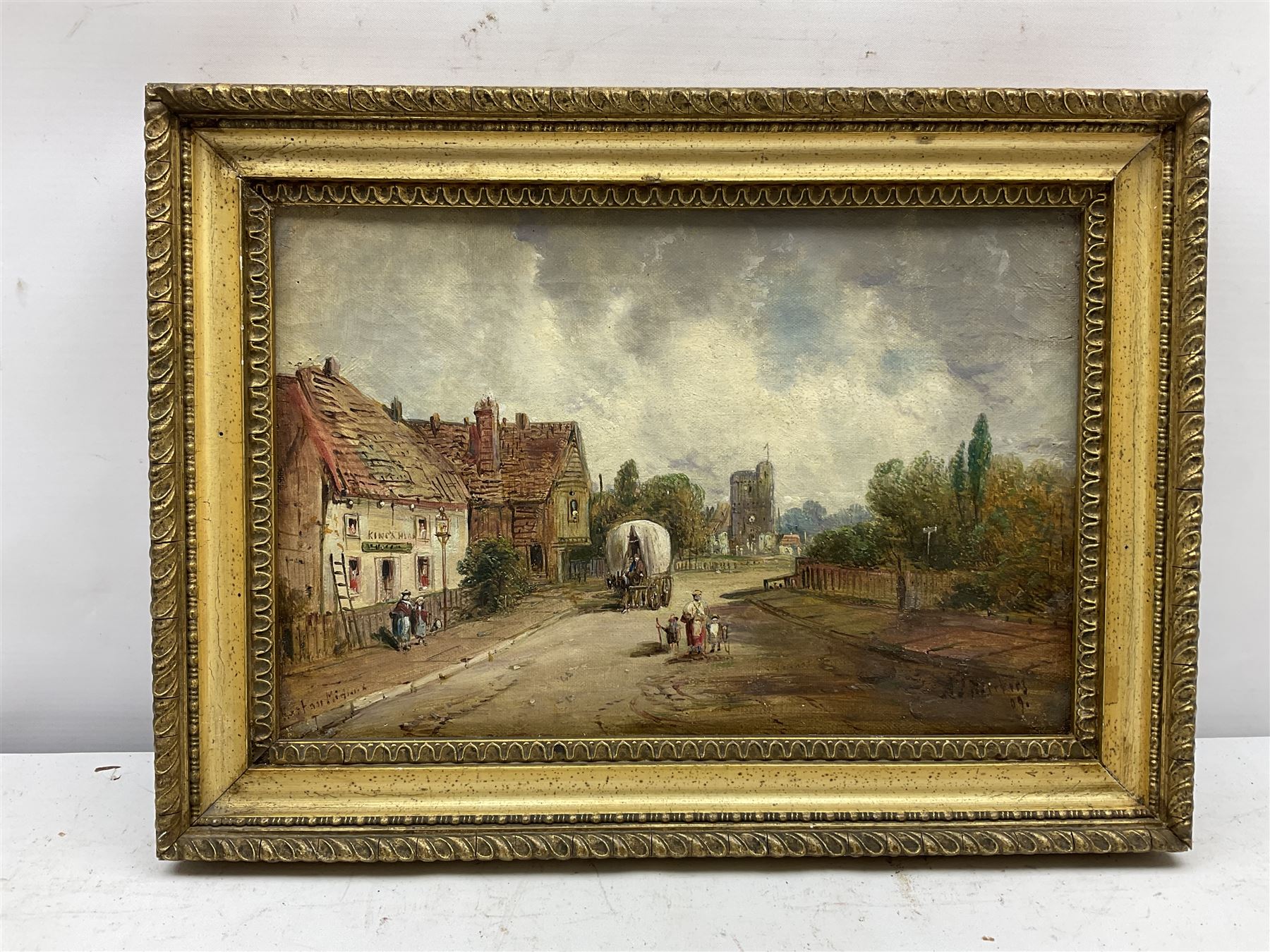 A J Vickers ?? (19th/20th century): Village Street Scenes, pair oils indistinctly signed and dated '09 one indistinctly titled 19cm x 29cm (2)