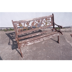  Cast iron garden bench with floral moulded back rest, W127cm, H81cm  
