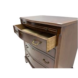 Georgian design mahogany bachelors chest, slide above four graduating serpentine drawers, crossbanded top
